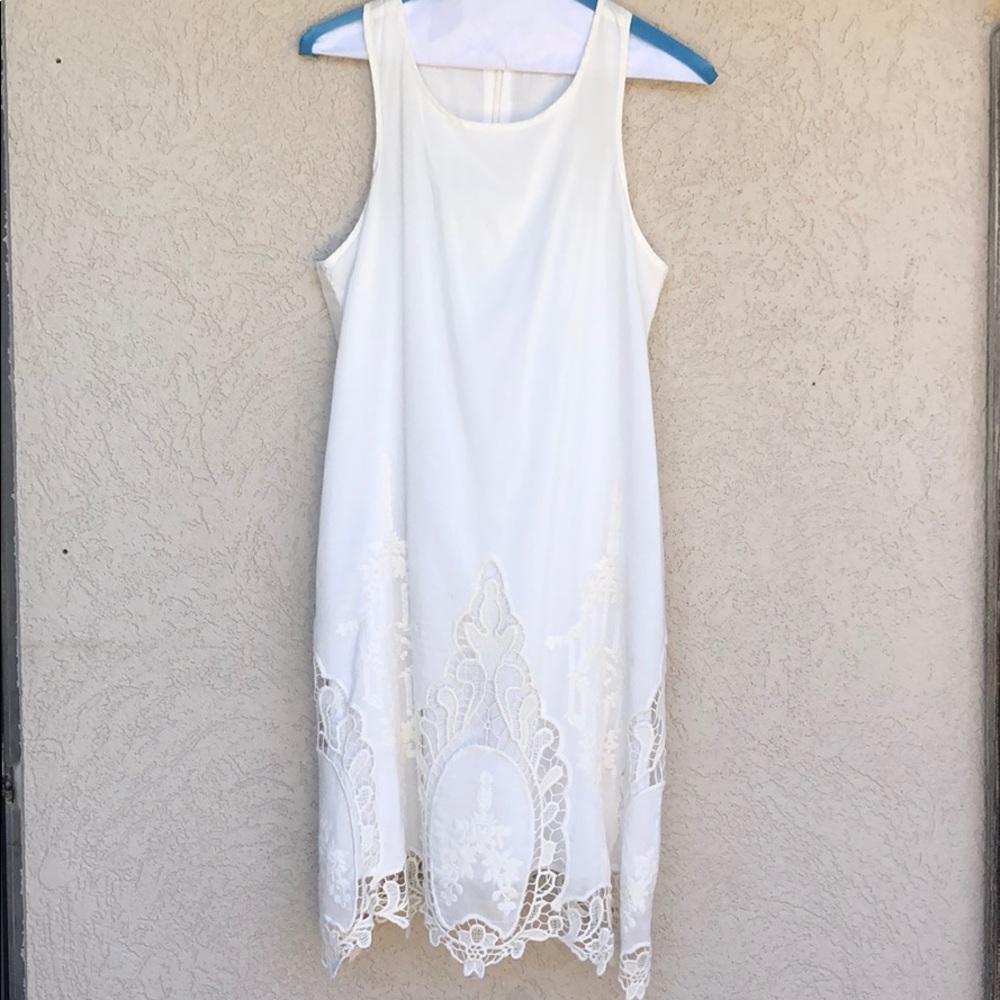 Black Swan white lace detail dress
